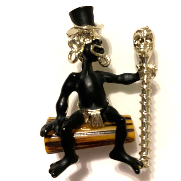 Charles F. Worth Vintage 1950's African Native Witch Doctor Brooch Rare HTF
